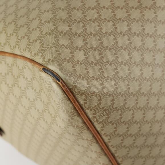 CELINE Macadam Canvas Boston Bag PVC Beige Gold Auth ki6249